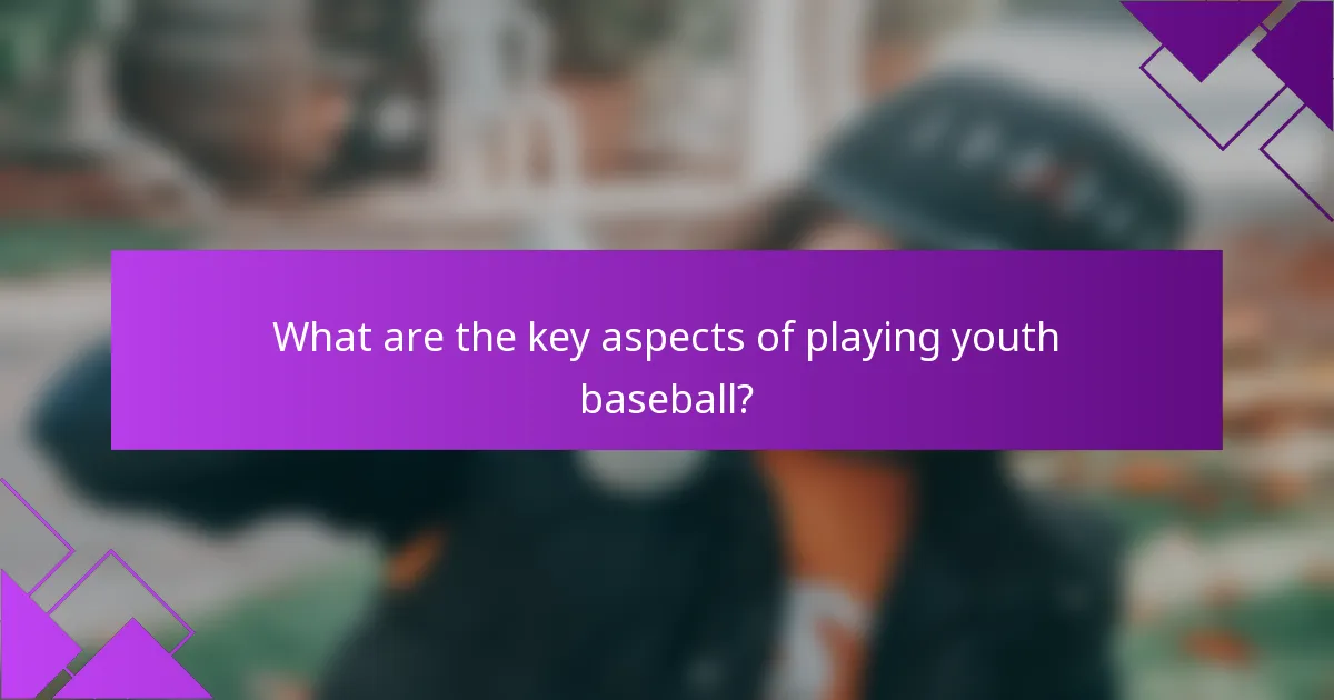 What are the key aspects of playing youth baseball?