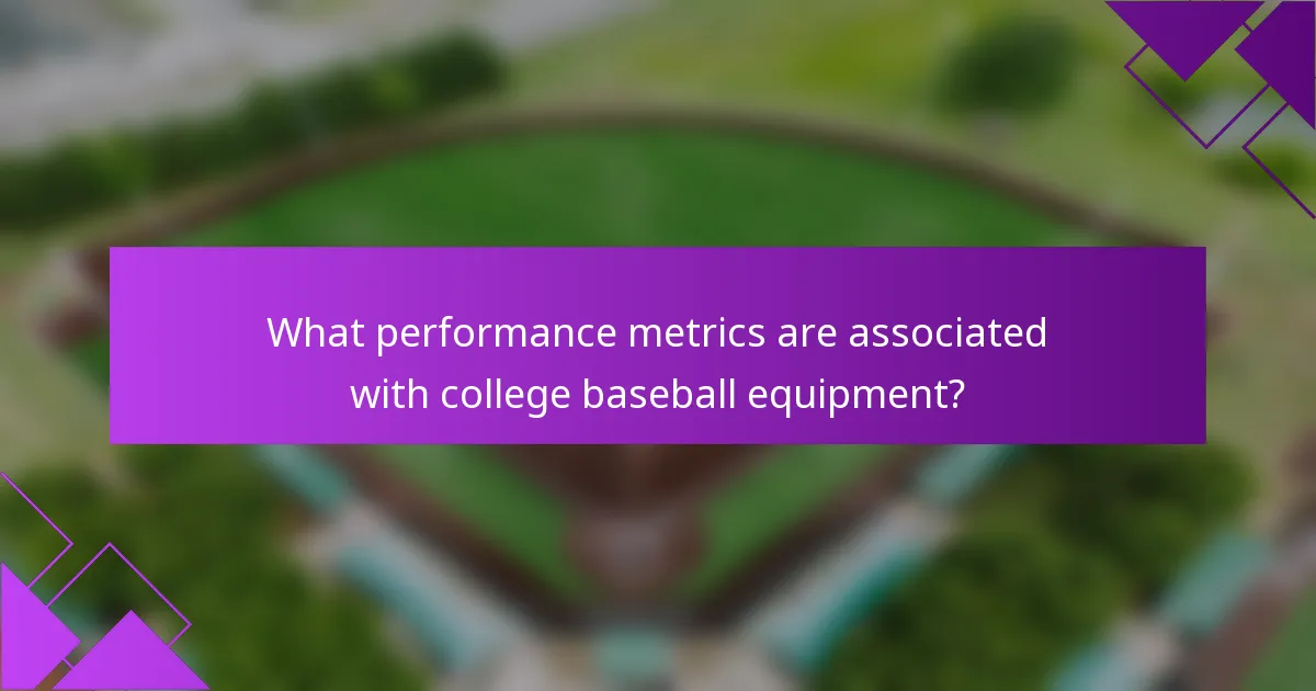 What performance metrics are associated with college baseball equipment?